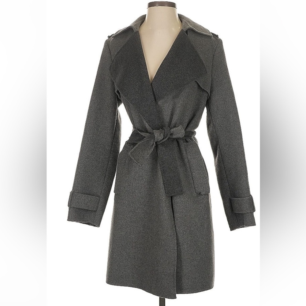 Michael Kors Stylish Gray Belted Coat
